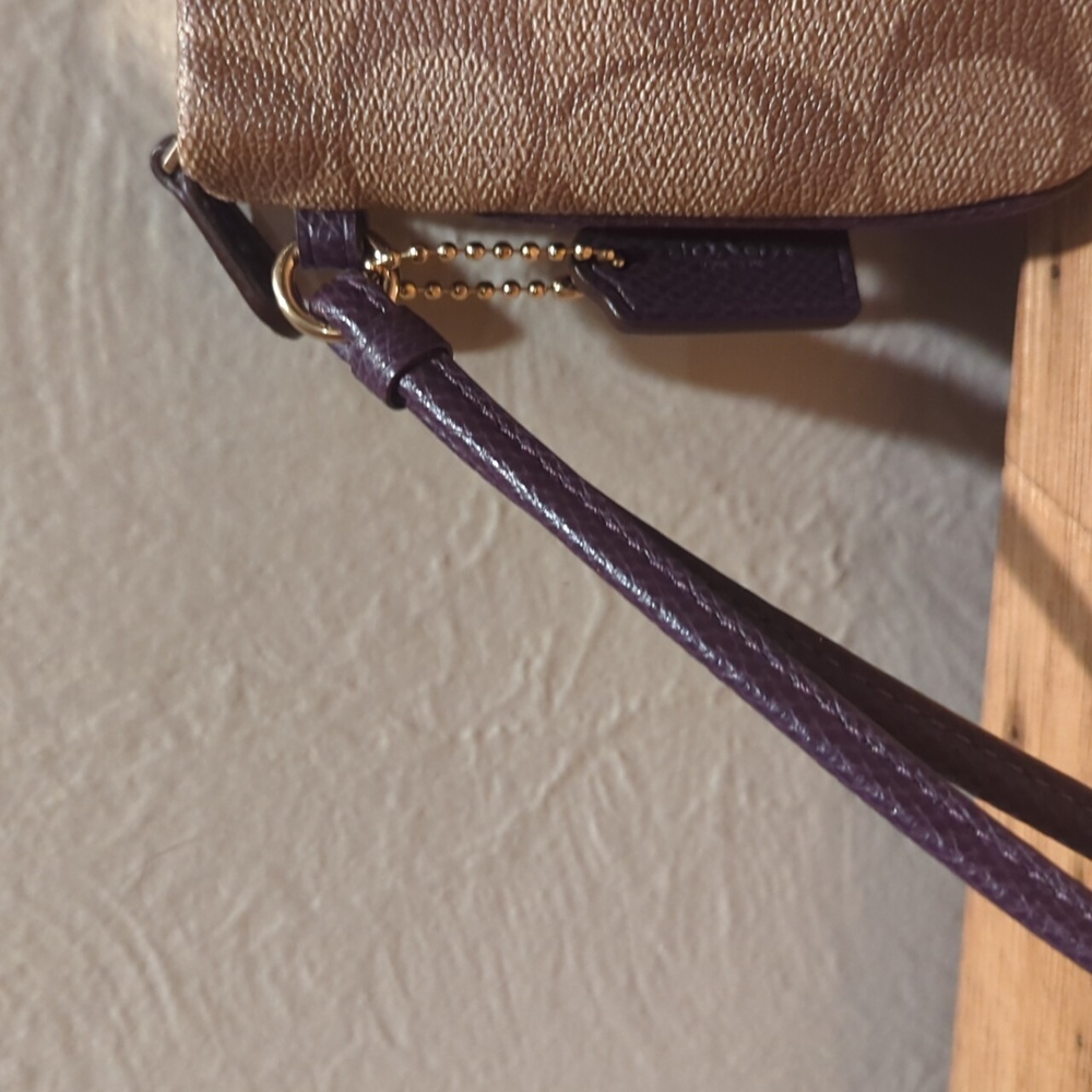 Coach Tan Signature Wristlet - Picture 2 of 9